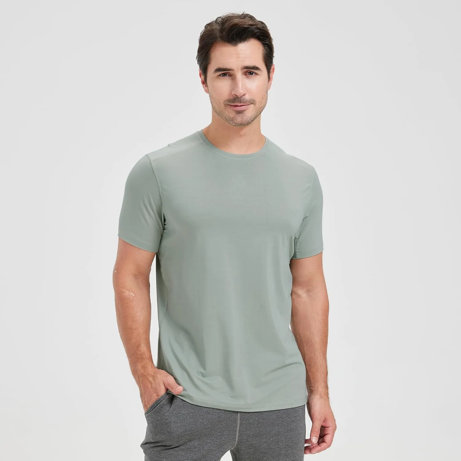 netdraw Men's Bamboo Viscose Athletic Shirt Lightwieht Cooling Moisture Wicking Workout Running Hiking Fitness T-Shirt
