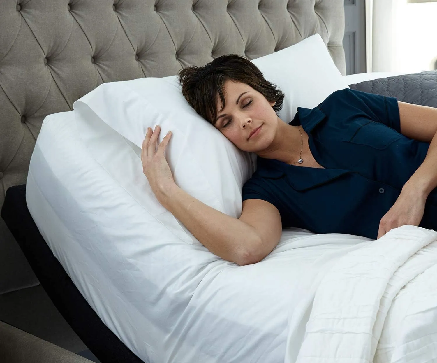Niimo Split Top California King Size 800TC 100% Egyptian Cotton - Split Top Sheets for Sleep Number Bed 4Pcs Ivory Solid Flex Head Cal-King 32"" Top Split Sheets to fit Upto 18"" Deep Mattress