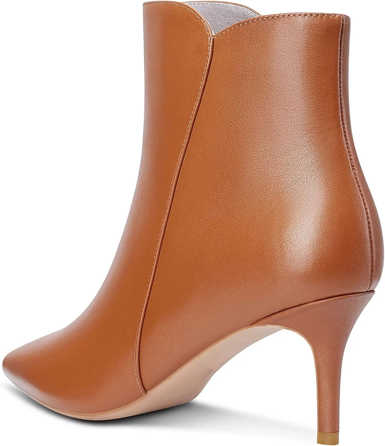 NobleOnly Women's Mid-Heels Pointed-Toe Ankle Boots with Zipper Slip-On Stilettos Classic Basic Office Boot 6 CM Heel Shoes