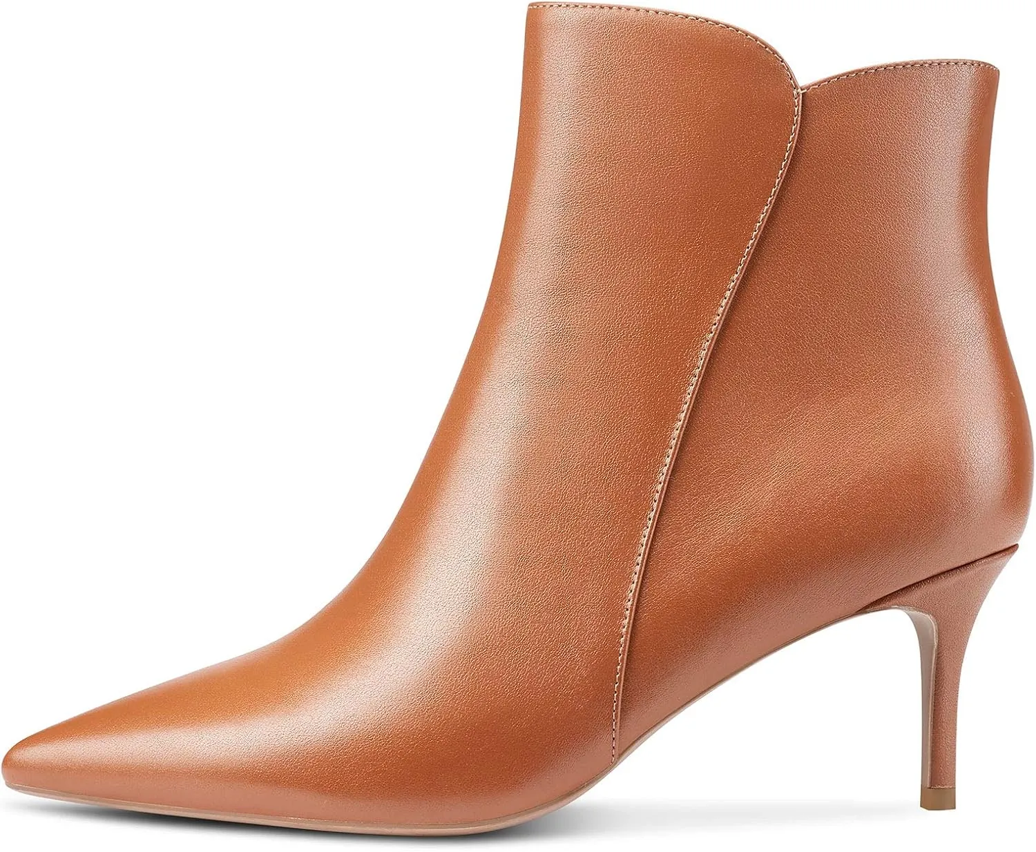 NobleOnly Women's Mid-Heels Pointed-Toe Ankle Boots with Zipper Slip-On Stilettos Classic Basic Office Boot 6 CM Heel Shoes