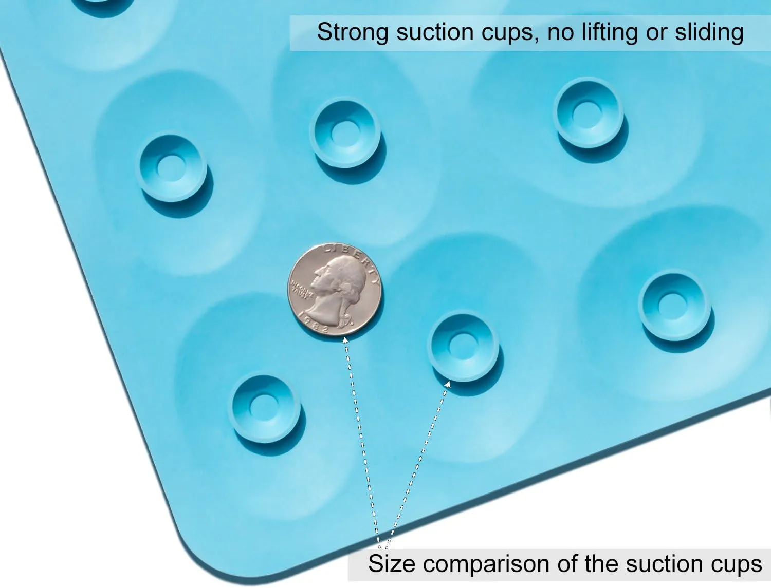 Non-Slip Bathtub Mat OTHWAY Soft Rubber Bathroom Bathmat with Strong Suction Cups (Blue)