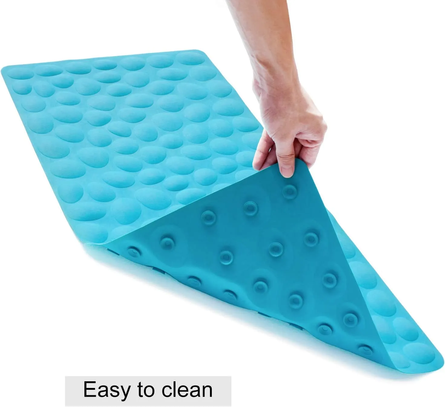 Non-Slip Bathtub Mat OTHWAY Soft Rubber Bathroom Bathmat with Strong Suction Cups (Blue)