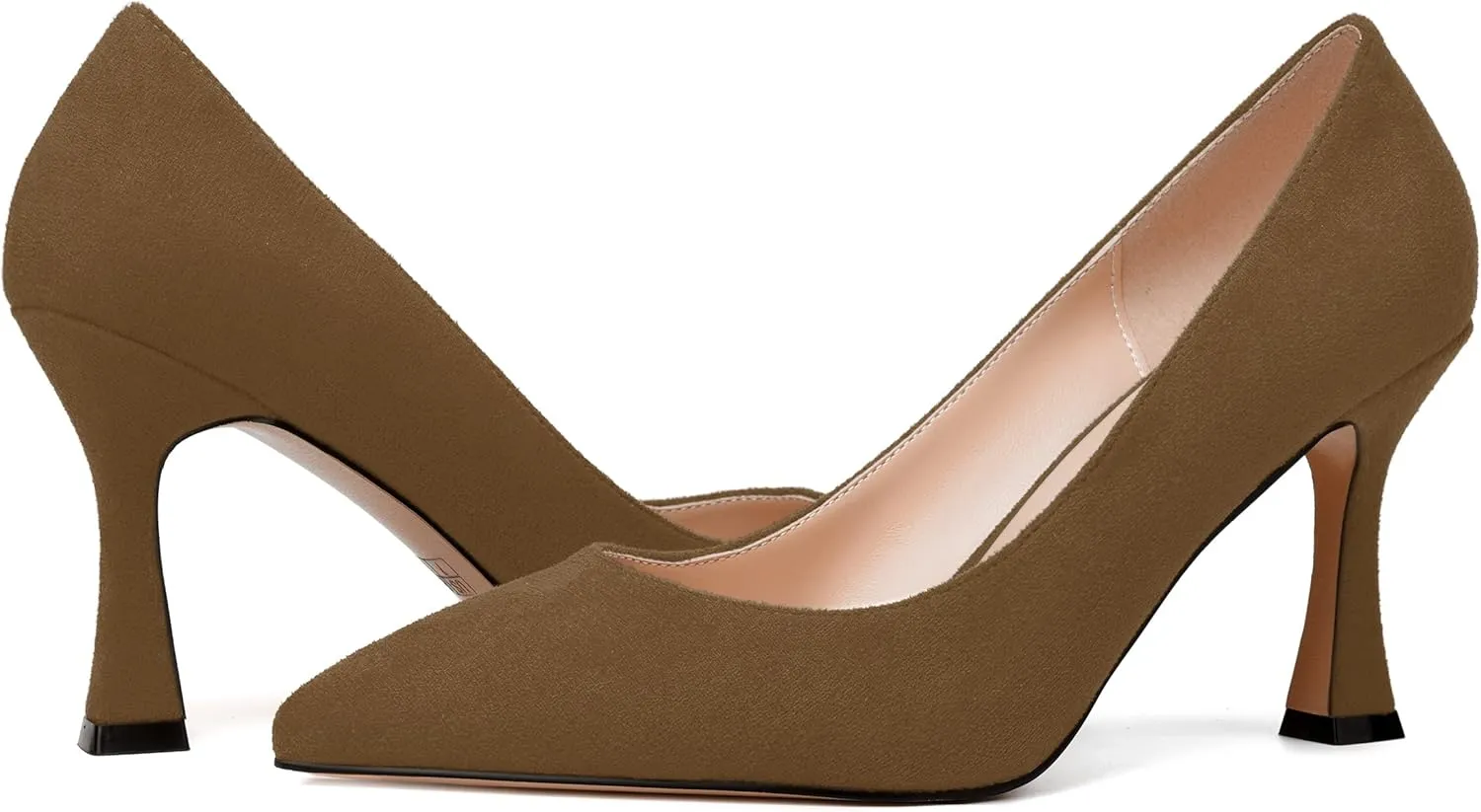NUMALEO Womens Pointed Toe Cute Suede Slip On Solid Night Club Stiletto High Heel Pumps Shoes 3.3 Inch