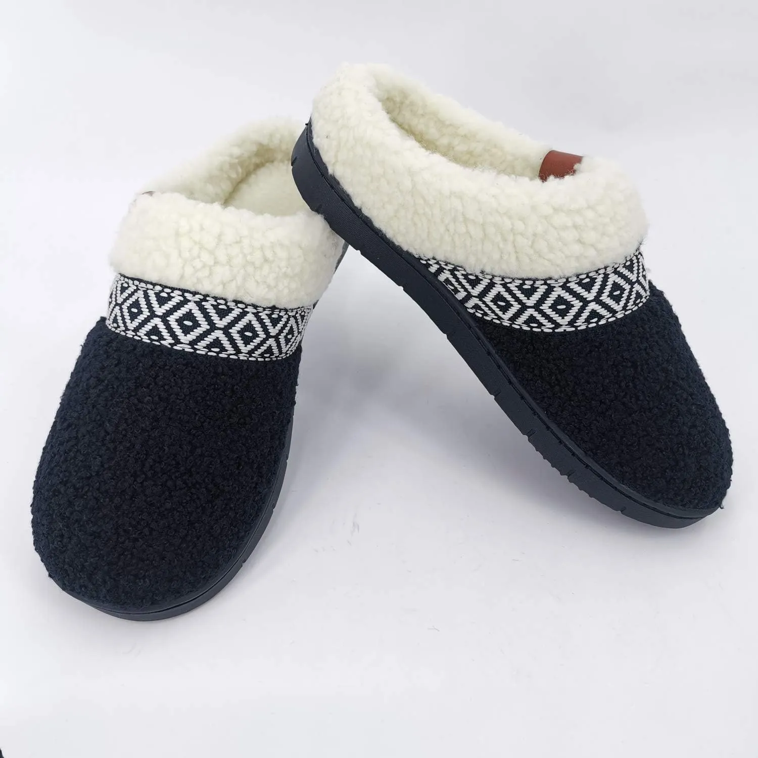 ofoot Womens Winter Warm Cozy House Fur Slippers Slip On Bedroom Shoes Memory Foam Lamb Wool Fleece Lining Indoor Ourdoor Non Skid Rubber Hard Soles