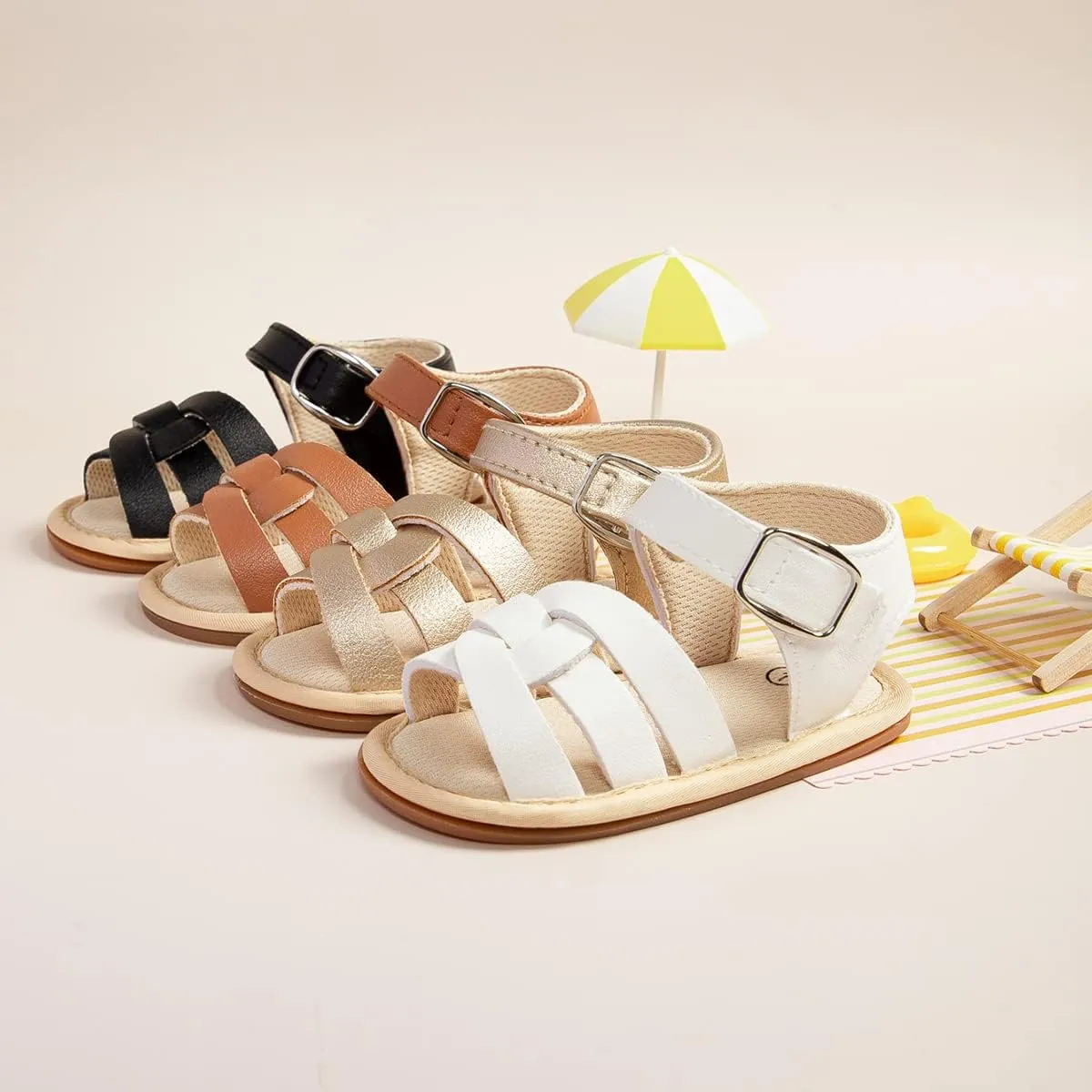 ohsofy Baby Girls Boys Sandals Infant Summer Beach Shoe Outdoor Casual Flower Slipper Rubber Sole Toddler First Walker Princess Dress Flats