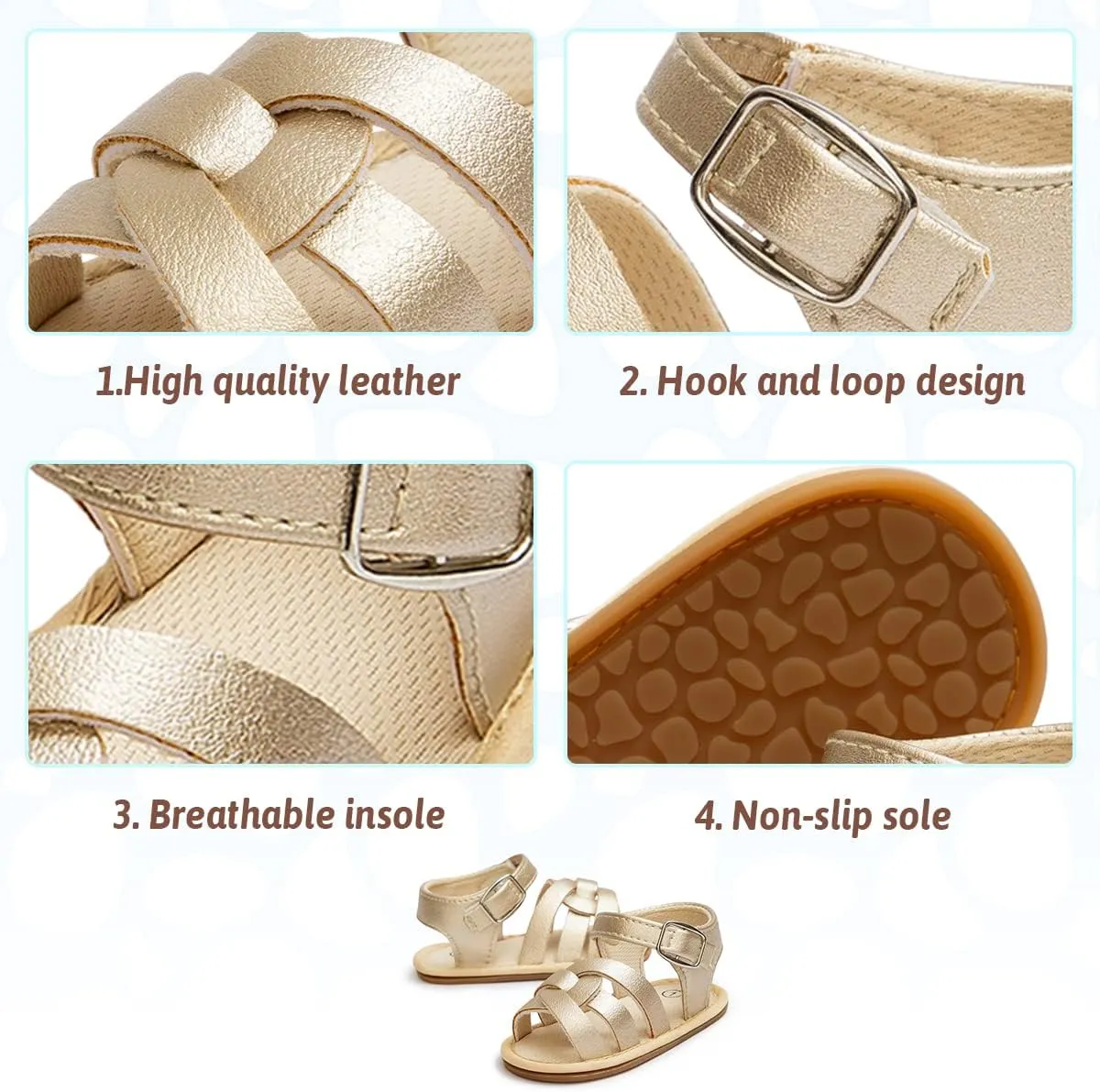 ohsofy Baby Girls Boys Sandals Infant Summer Beach Shoe Outdoor Casual Flower Slipper Rubber Sole Toddler First Walker Princess Dress Flats