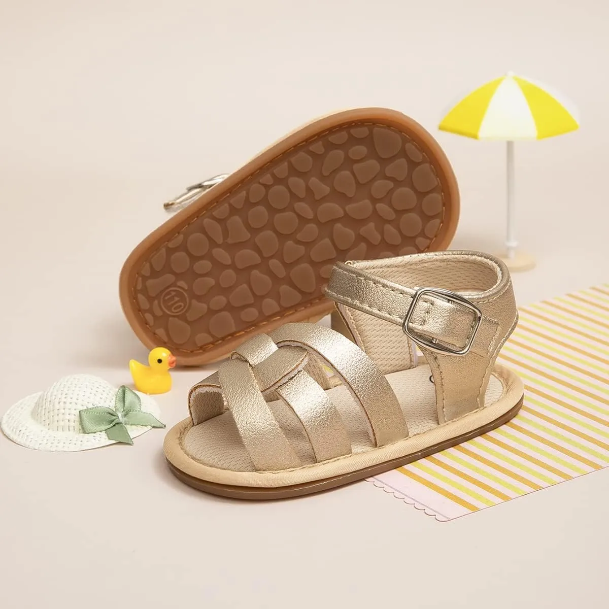 ohsofy Baby Girls Boys Sandals Infant Summer Beach Shoe Outdoor Casual Flower Slipper Rubber Sole Toddler First Walker Princess Dress Flats