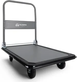 Olympia Tools Foldable Push Cart Dolly - 660 Lb. Capacity Heavy Duty Platform Truck with 360° Swivel Wheels (Gray/Blue)