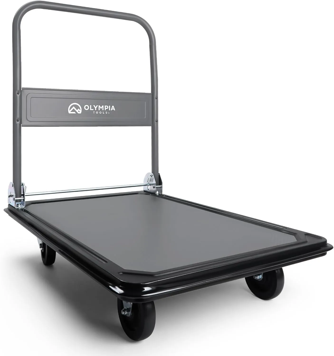 Olympia Tools Foldable Push Cart Dolly - 660 Lb. Capacity Heavy Duty Platform Truck with 360° Swivel Wheels (Gray/Blue)
