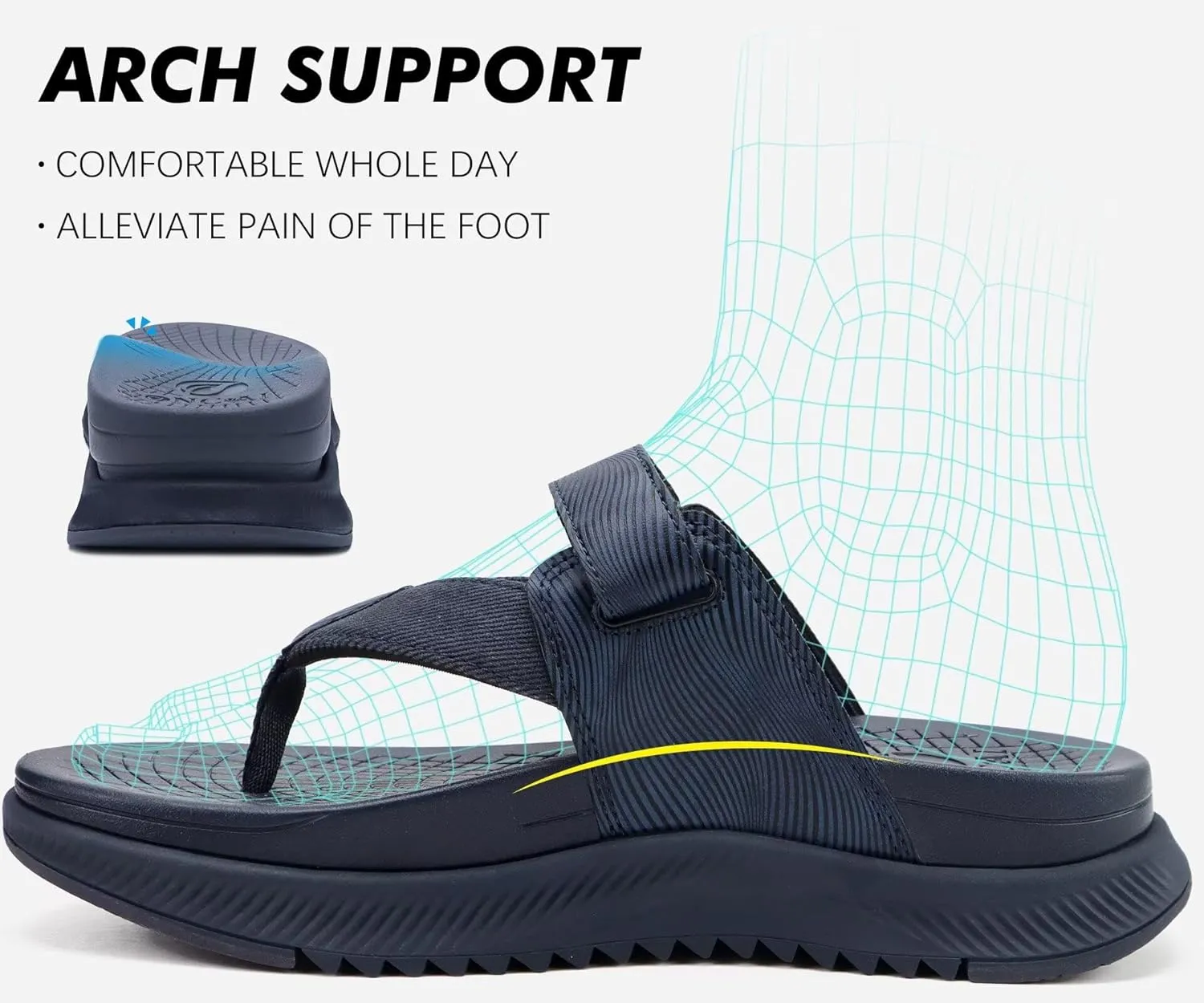 ONCAI Mens Orthopedic Flip Flops Men's Walking Sandals with Arch Support Sport Recovery Sandal for Man size 7-14