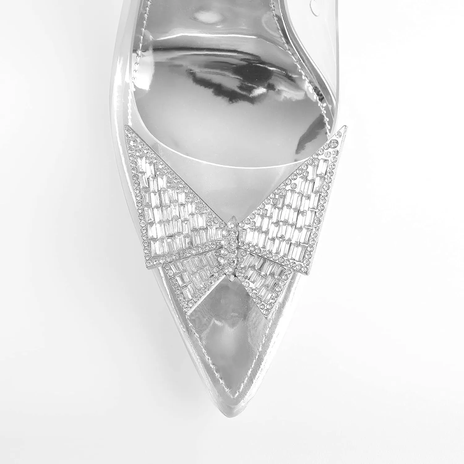 onlymaker Women's Pointed Toe Slip-on Clear Rhinestones Stiletto High Heel Pumps