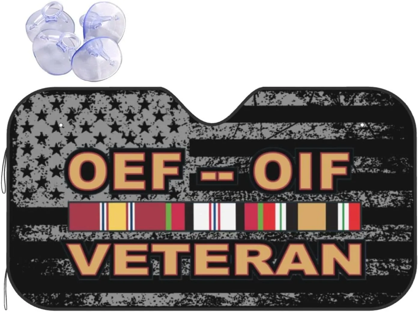 Operations Enduring Freedom (OEF) and Iraqi Freedom (OIF) Veteran Windshield Sun Shade, Foldable Car Sunshade with UV Block Car Front Window for Auto Windshield Covers Trucks Cars (Medium)