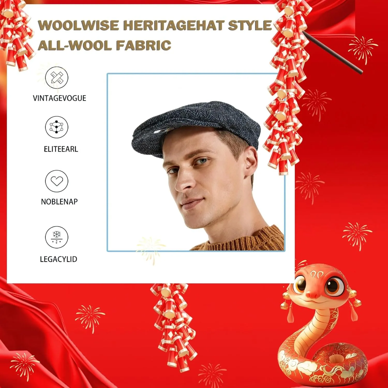 Original Newsboy Hats for Men Peaky Blinders Golf Silicone Caps Flat Beret Boston Chauffeur Tweed Wool Hat