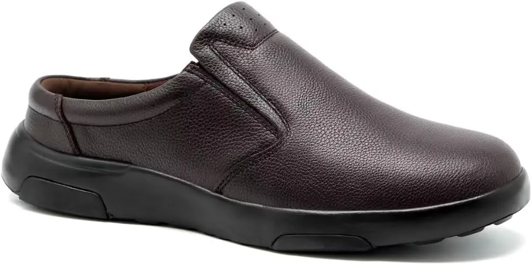 OrthoComfoot Men's Orthopedic Leather Dress Walking Shoes: Comfortable Plantar Fasciitis Loafers with Arch Support for Flat Feet, Casual Business Orthotic Slip-On for Foot and Heel Pain Relief