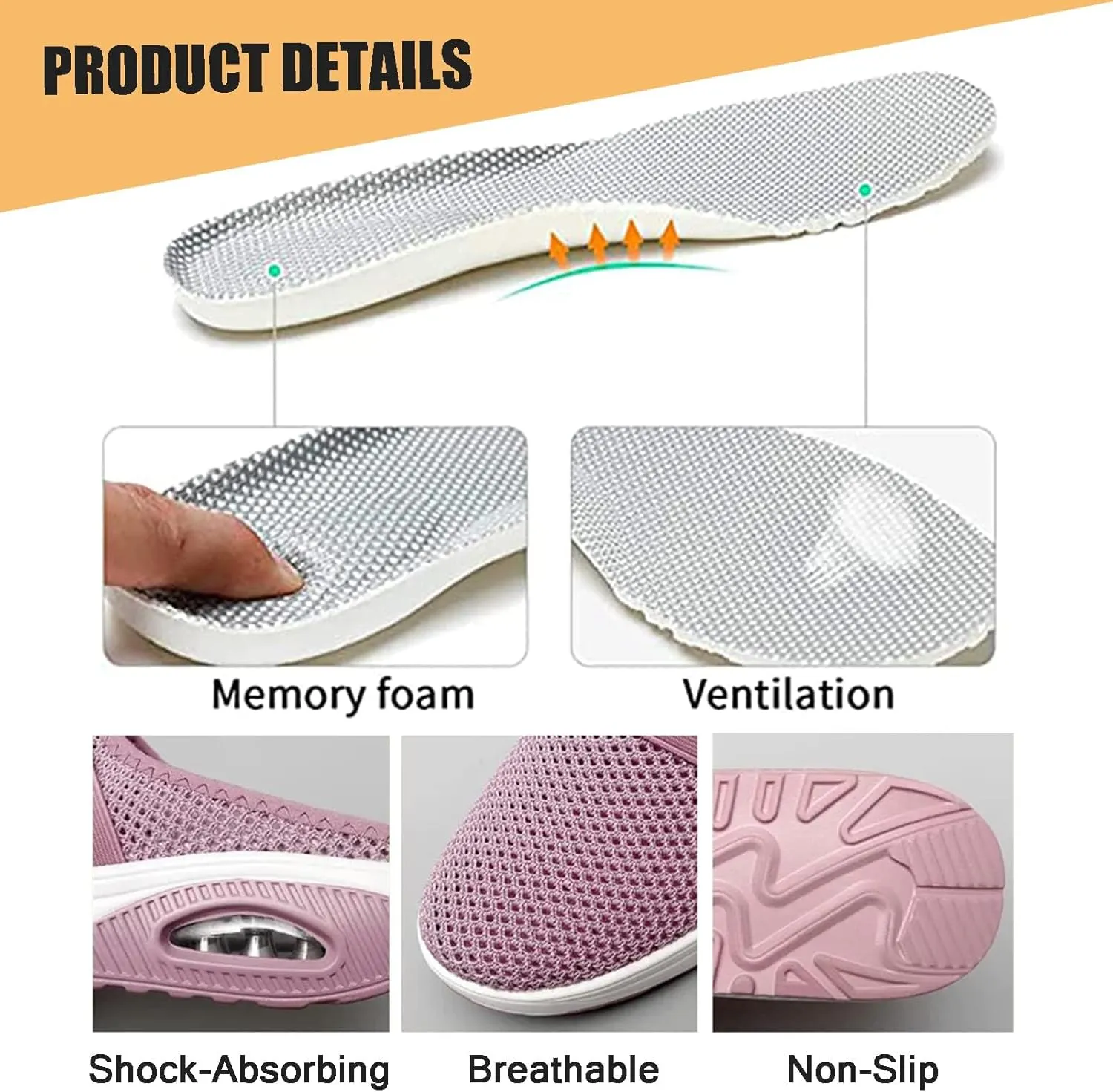 Orthopedic Mesh Slip-On Walking Slippers, Air Cushioned Comfort Sandals with Arch Support