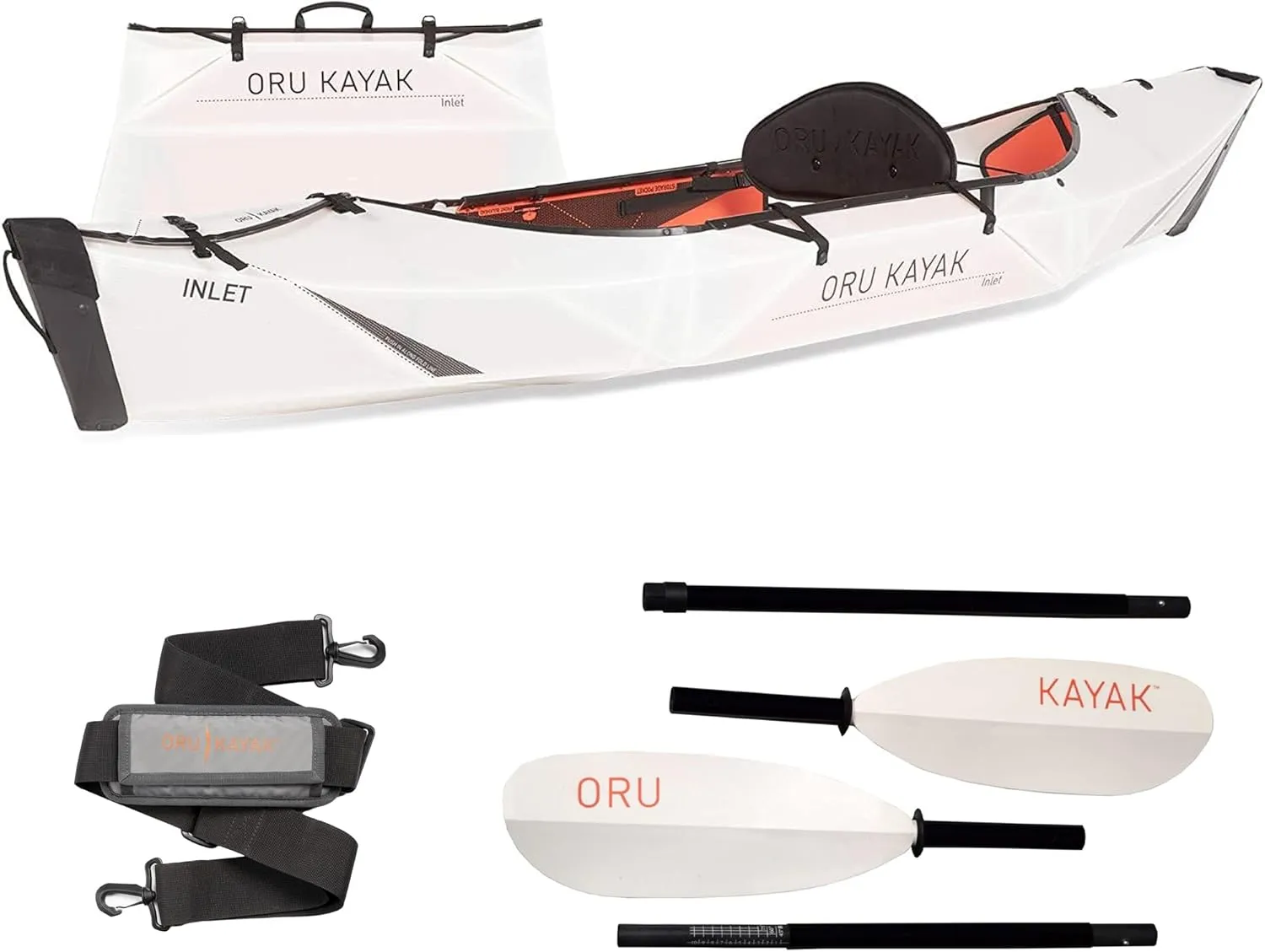 Oru Inlet Kayak Essential Bundle | Incl. Foldable Kayak, Paddle, Shoulder Strap - Stable, Light - Lake/River Kayaks - Beginner, Intermediate - Kayak Size: 9'8" x 31", 20 Lbs
