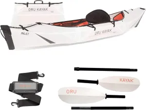 Oru Inlet Kayak Essential Bundle | Incl. Foldable Kayak, Paddle, Shoulder Strap - Stable, Light - Lake/River Kayaks - Beginner, Intermediate - Kayak Size: 9'8" x 31", 20 Lbs