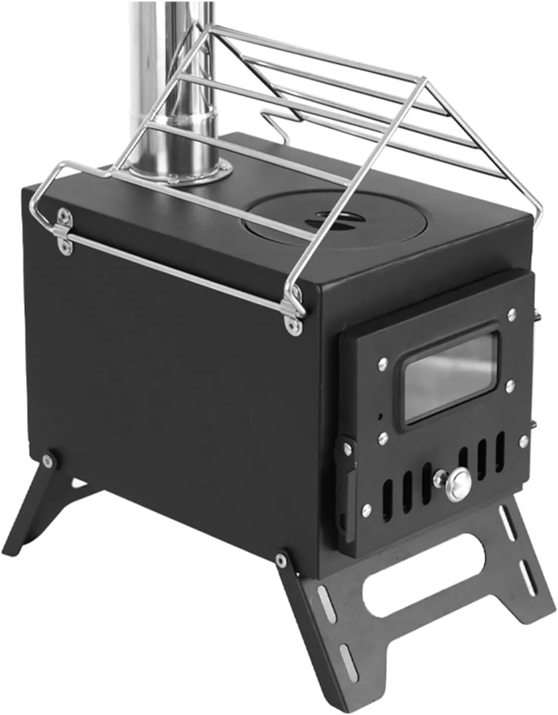 Outdoor Portable Wood Stove - TOPIND Outdoor Camping Wood Stove, Tent Stove, Portable Wood Stove, Hot Tent Stove for Tent, Camping, Ice-fishing, Cookout, Hiking, Travel (Black)