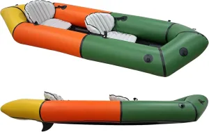 Packraft Inflatable Kayak with Soft Seat,Bag,Fin for Flat/White Water Rafting Camping Bicycle Drifting Lightweight Packrafts TPU,235cm-300cm,1/2 Person