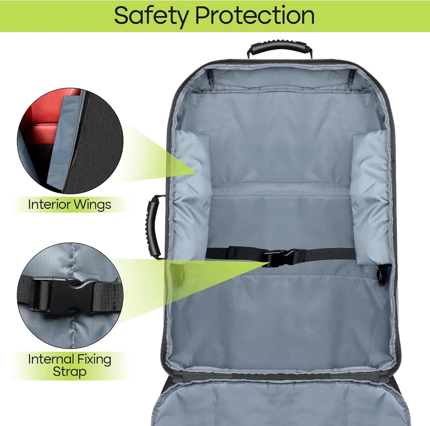 Padded Car Seat Travel Bag for Airplane, Heavy Duty Backpack for Air Travel, Water-Resistant Carrier with Shoulder Strap, Fits Most Car Seats (Black)