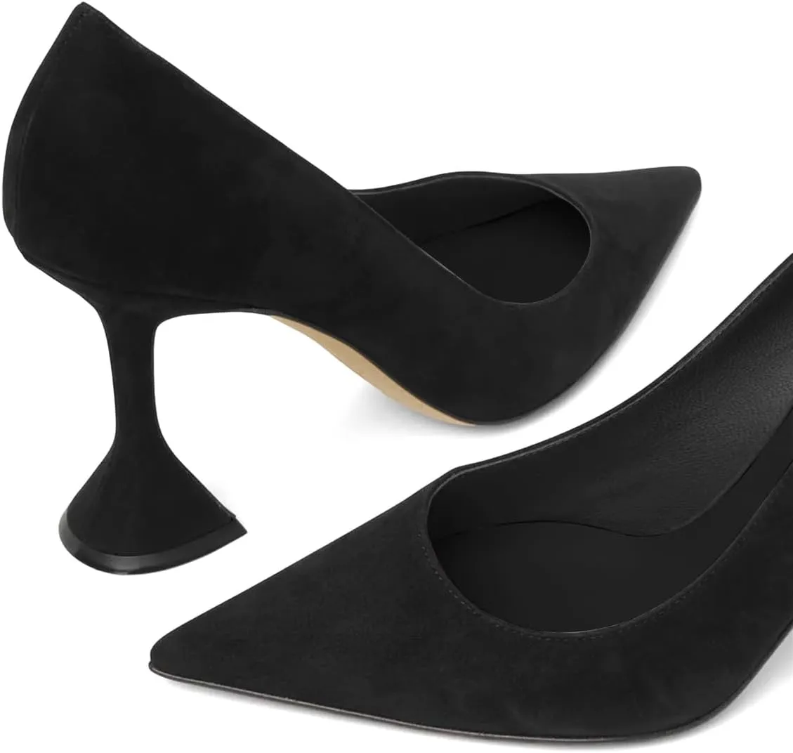 Pazzion Women Fashion Closed Pointed Toe Pumps High Heels Slip On Solid Color Shoes for Casual Walking Dating Outfit Size 4-16 US
