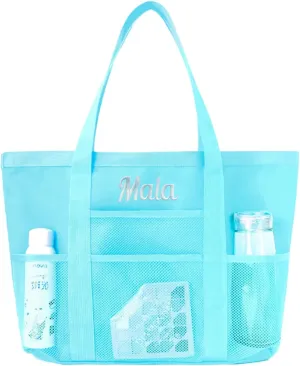 Personalized Pink Beach Bag with Embroidered Name,Foldable Travel Tote，Custom Tote Bag Travel Essential