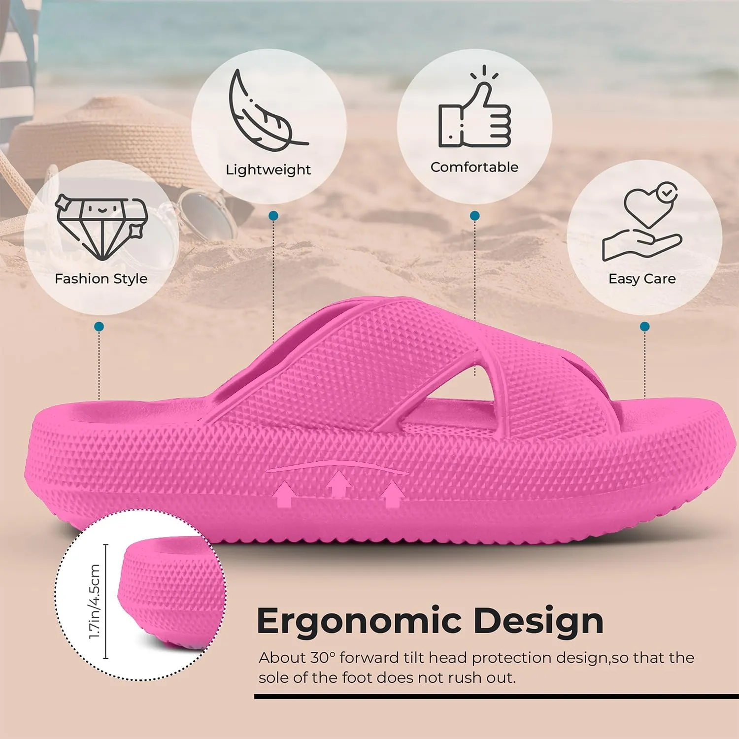 Pillow Slippers for Women and Men - Anti-Slip, Breathable House Shoes with Cross Strap Design, Cushioned Thick Sole for Ultimate Comfort and Versatility