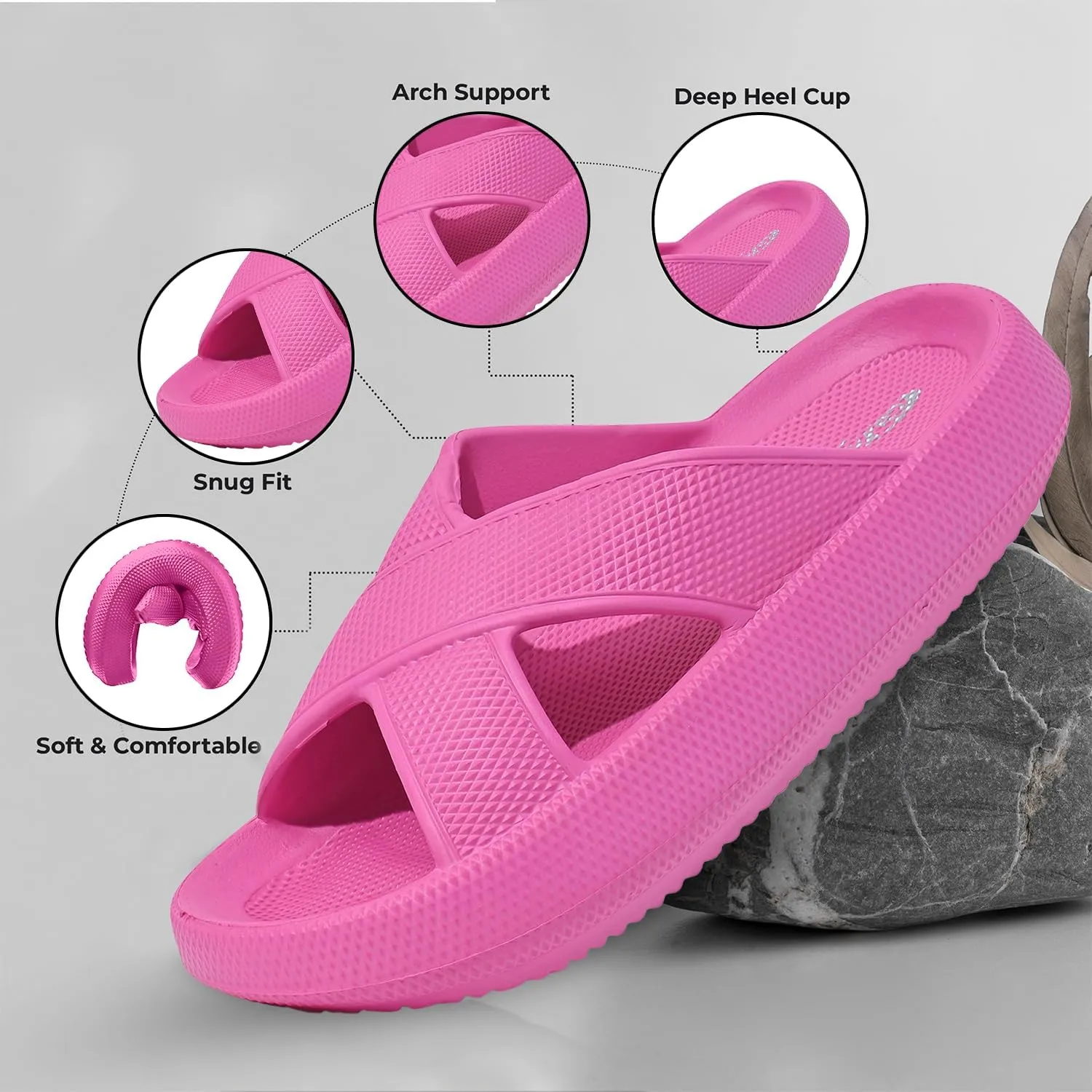 Pillow Slippers for Women and Men - Anti-Slip, Breathable House Shoes with Cross Strap Design, Cushioned Thick Sole for Ultimate Comfort and Versatility