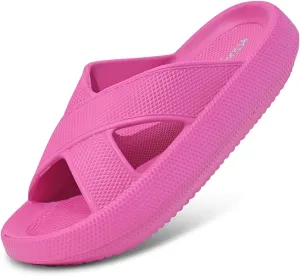 Pillow Slippers for Women and Men - Anti-Slip, Breathable House Shoes with Cross Strap Design, Cushioned Thick Sole for Ultimate Comfort and Versatility