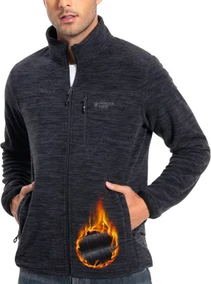 Pioneer Camp Men's Lightweight Polar Fleece Jacket Full Zip Antistatic Casual Coat Soft Warm Outwear with Zipper Pockets