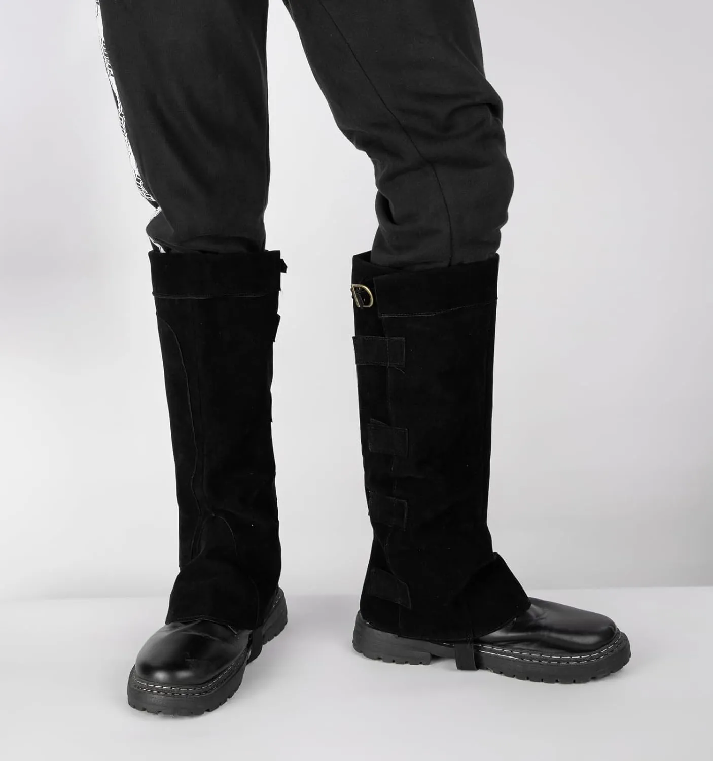 Pirate Boot Cover Men Faux Leather Renaissance Medieval Boot Covers for Halloween Cosplay Costume