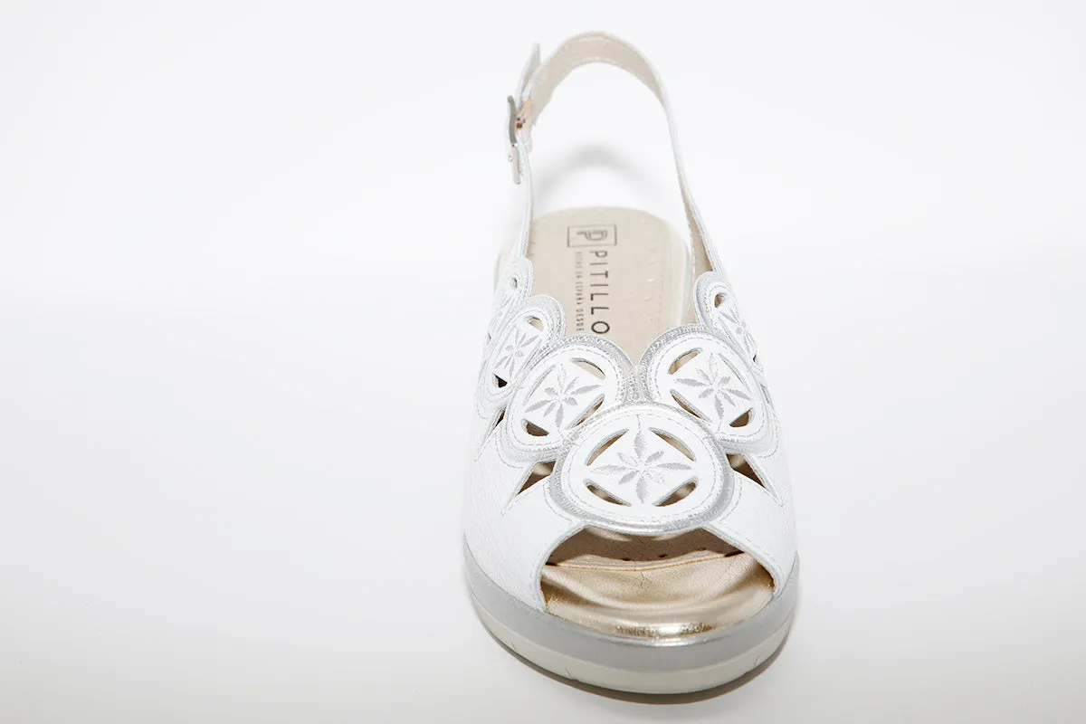 PITILLOS - 6031 WEDGE SANDAL - WHITE