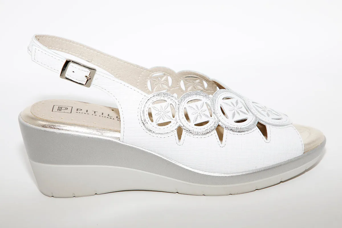 PITILLOS - 6031 WEDGE SANDAL - WHITE