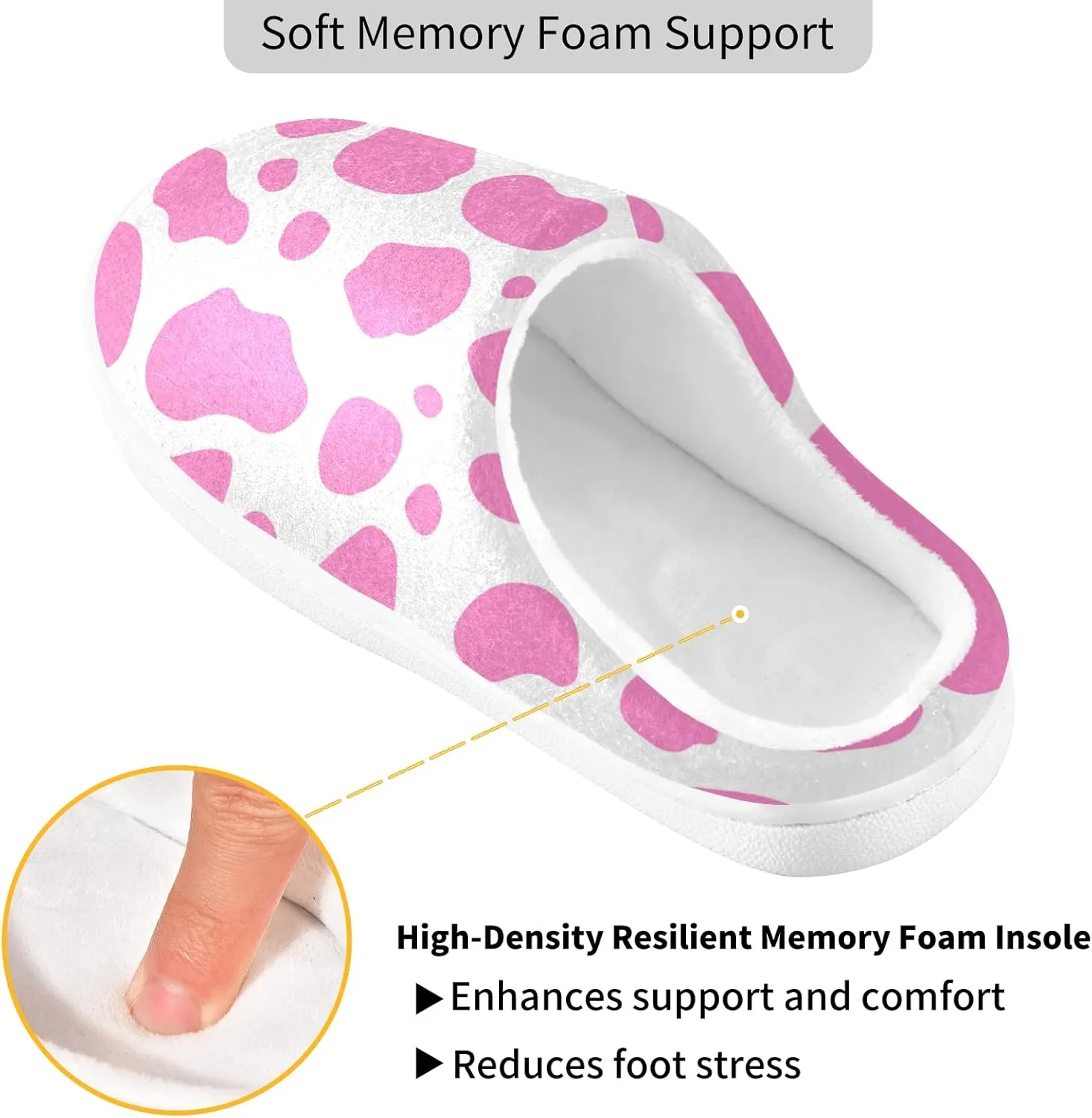 Poeticcity Unisex Memory Foam House Slippers Non-Skid Soft Warm Sole Coral Fleece Slip-on Closed Toe Hand Free Shoes for Bedroom Travel 6-17