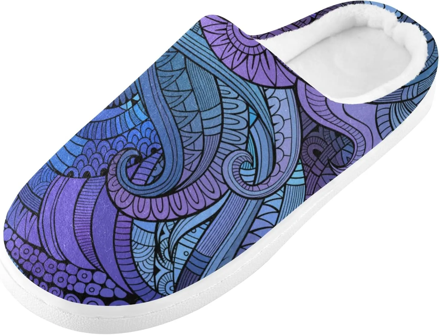 Poeticcity Unisex Memory Foam House Slippers Non-Skid Soft Warm Sole Coral Fleece Slip-on Closed Toe Hand Free Shoes for Bedroom Travel 6-17