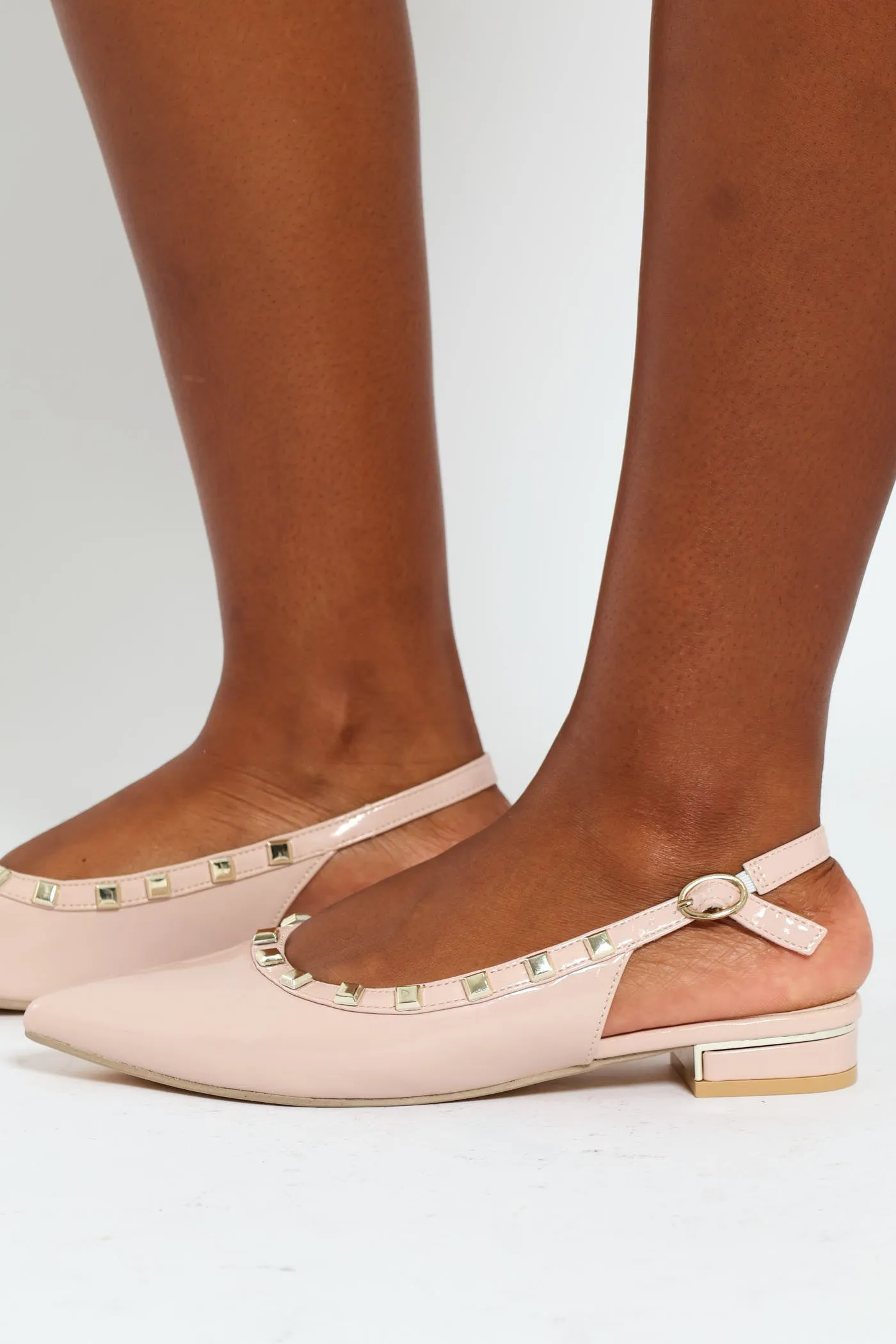 Point Studded Slingblack Loafer - Nude