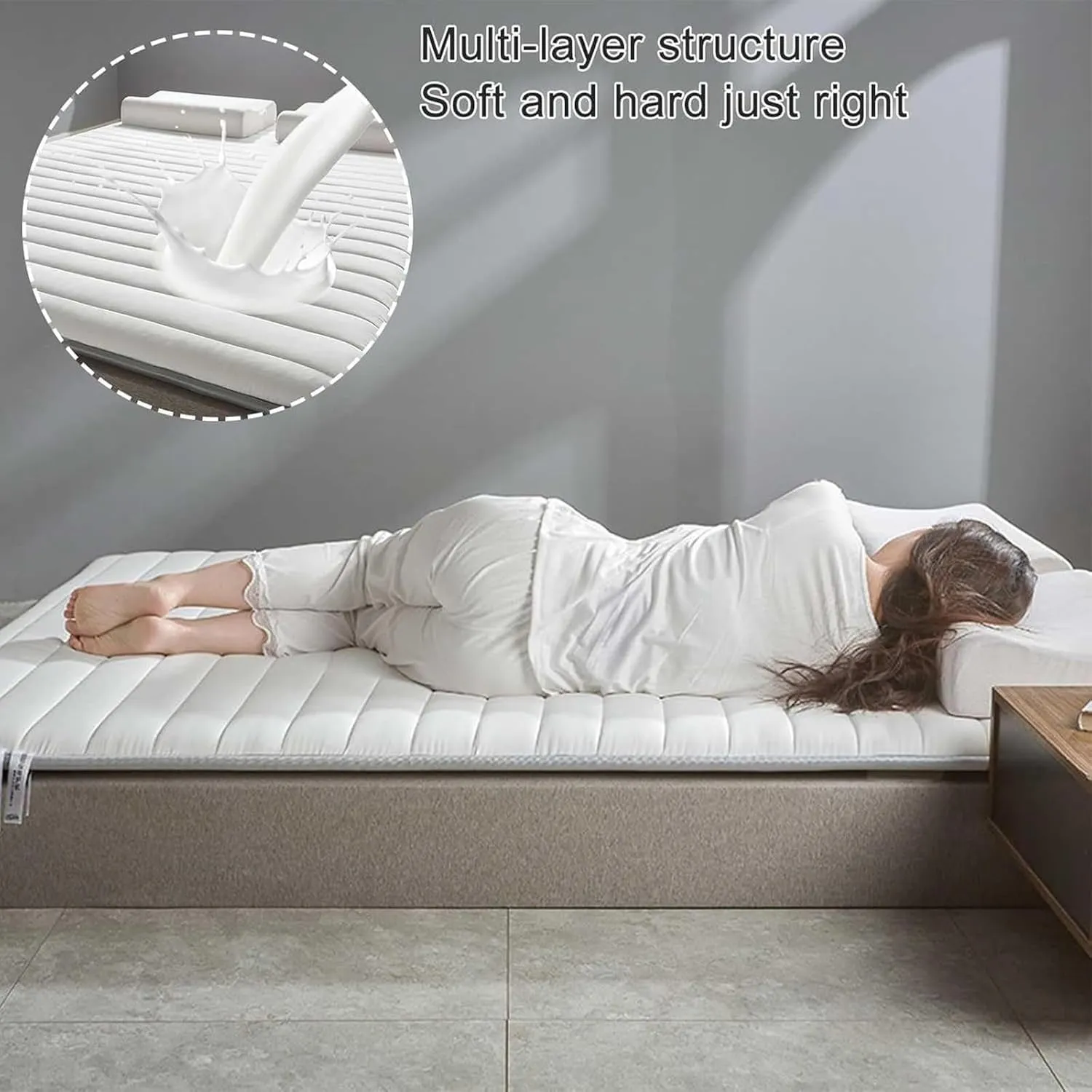 Portable Foldable Natural Latex Futon Mattress, Japanese Floor Futon Mattress, Comfortable Sleeping, for Sofa Lounger Couch Guest Dormitory(Gray,150x200cm)