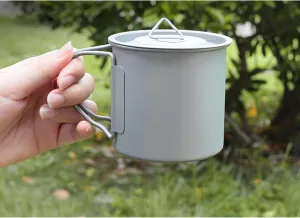 Portable Folding Handle Pure Titanium Mug Outdoor Camping Coffee Cup
