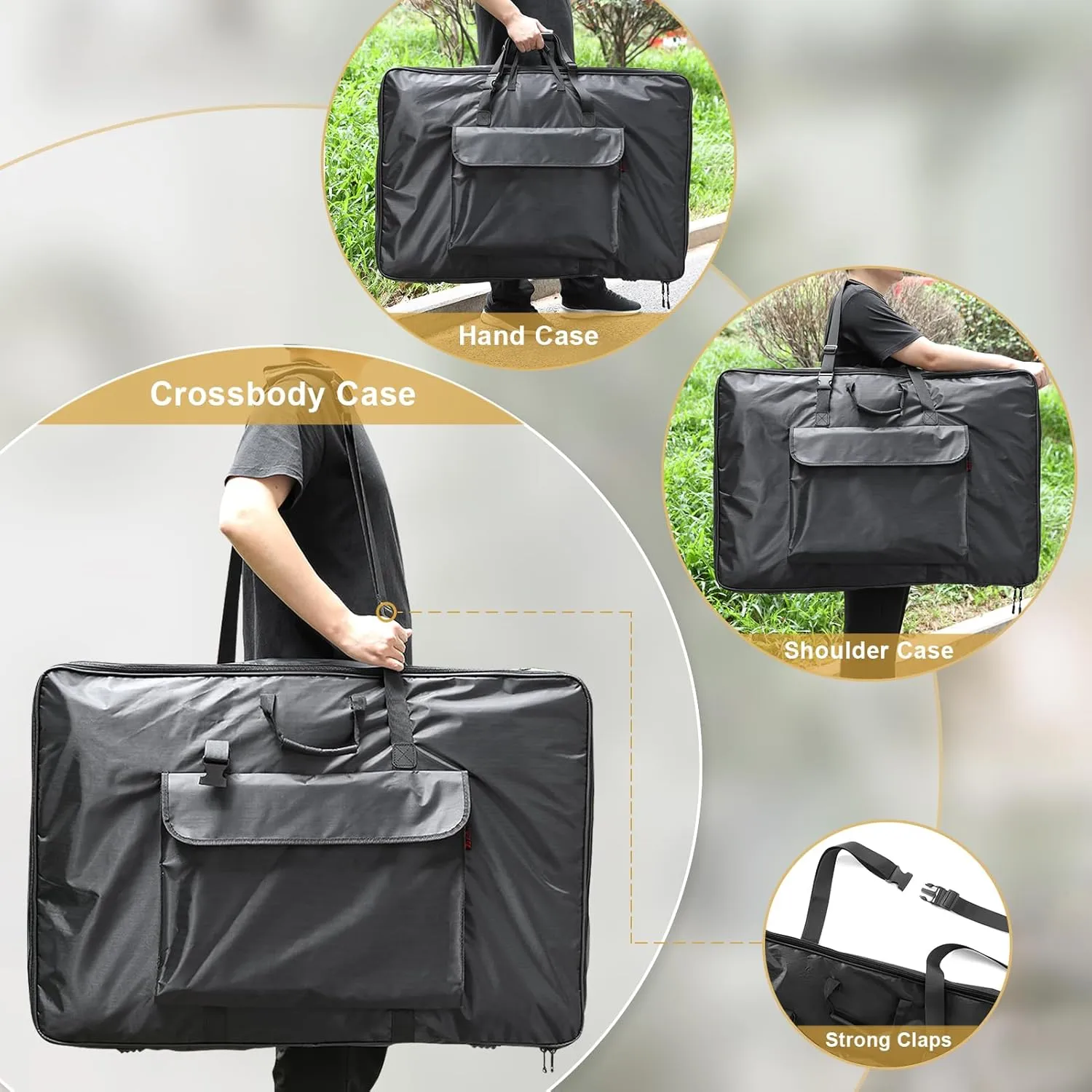 Premium Art Portfolio Case - 24" x 36" - Soft Sided - Foldable - Waterproof & Tear Resistant - Artwork, Photography, Sketch, LCD, Monitor, Solar Panel - Shoulder Straps & Handles