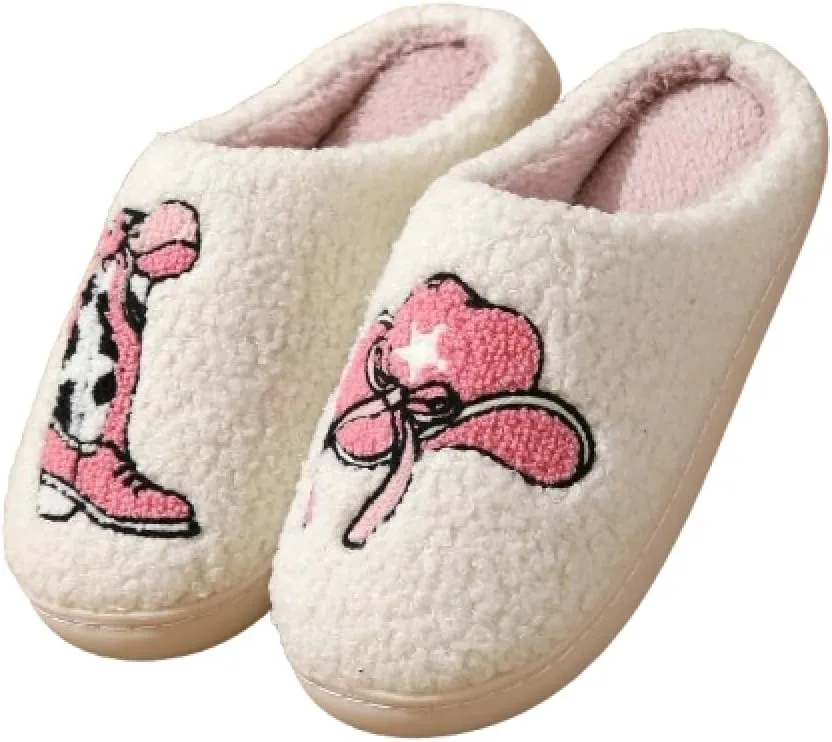 Premium Comfort Thermal Colorful Designs Non Slip Women's Fuzzy House Slippers Indoor Soft Warm Cute Kawaii Shoes