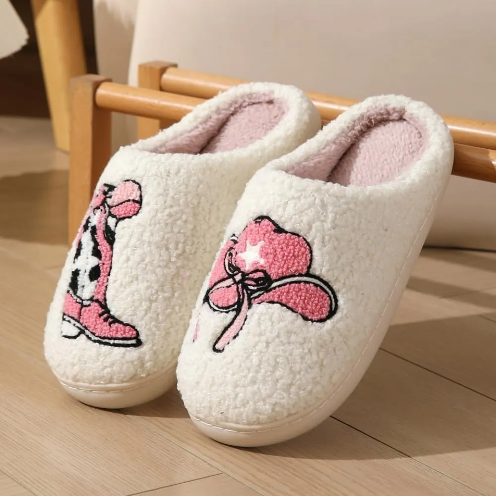 Premium Comfort Thermal Colorful Designs Non Slip Women's Fuzzy House Slippers Indoor Soft Warm Cute Kawaii Shoes