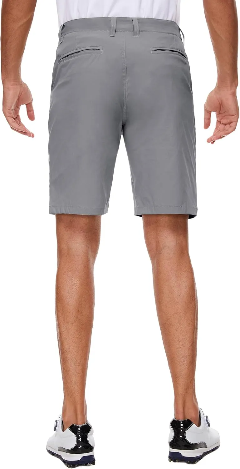 PULI Men's Golf Shorts Stretch Casual Dress 10 Inch Inseam Lightweight Quick Dry Waterproof Hiking Shorts with Pockets