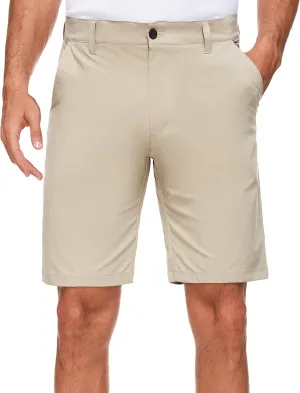 PULI Men's Golf Shorts Stretch Casual Dress 10 Inch Inseam Lightweight Quick Dry Waterproof Hiking Shorts with Pockets