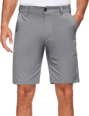 PULI Men's Golf Shorts Stretch Casual Dress 10 Inch Inseam Lightweight Quick Dry Waterproof Hiking Shorts with Pockets