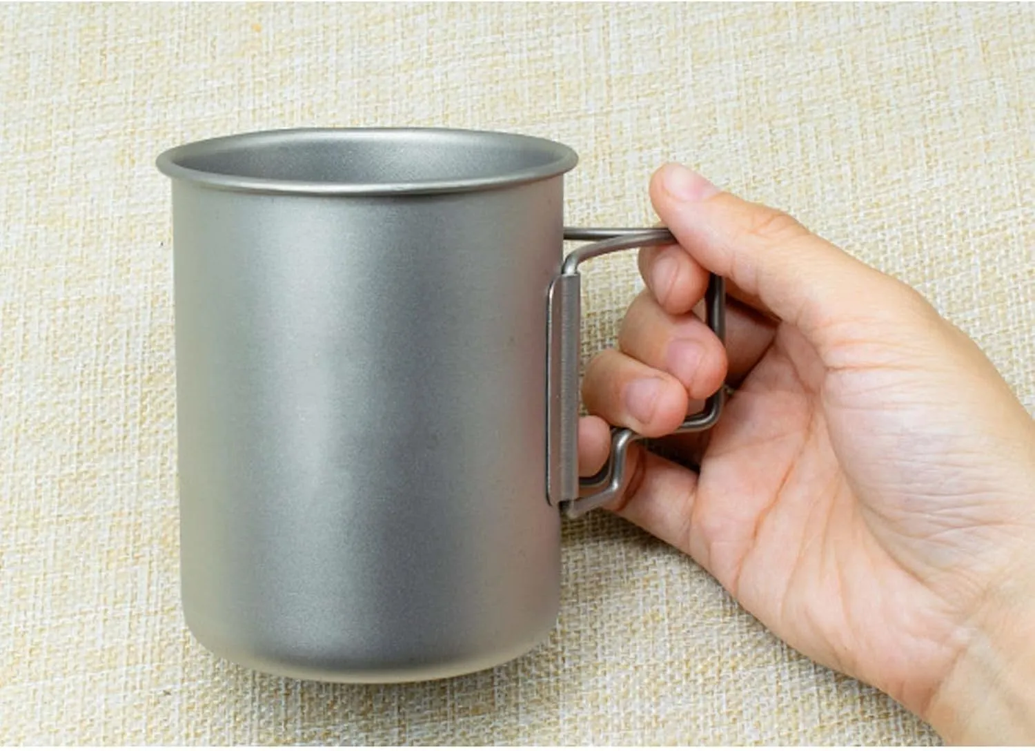 Pure Titanium Mug Outdoor Folding Portable Titanium Alloy Mug(500ML B)