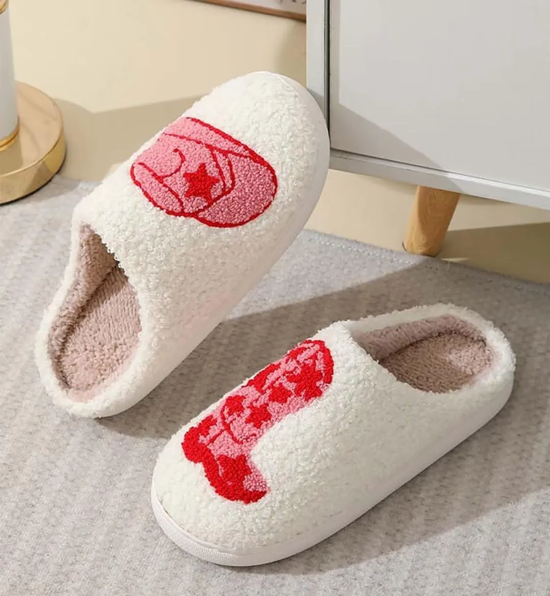 QSKPC Women's Men's Heart Heart Slippers Strawberry Cherry Mushroom Slippers Evil Eye Slippers Cartoon Animal Cat Slippers Memory Foam Cozy Plush Slippers Couple Indoor Household Slippers