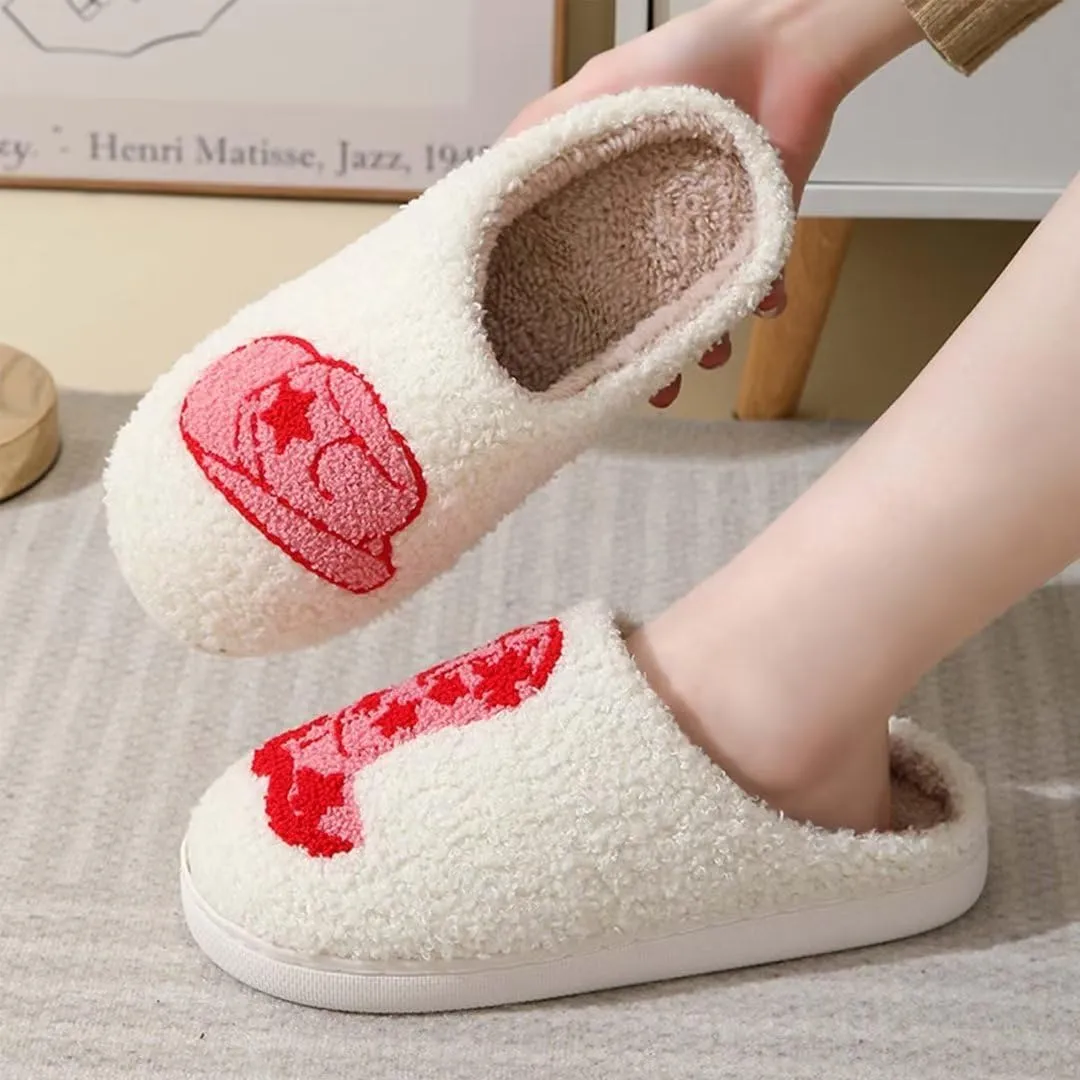 QSKPC Women's Men's Heart Heart Slippers Strawberry Cherry Mushroom Slippers Evil Eye Slippers Cartoon Animal Cat Slippers Memory Foam Cozy Plush Slippers Couple Indoor Household Slippers