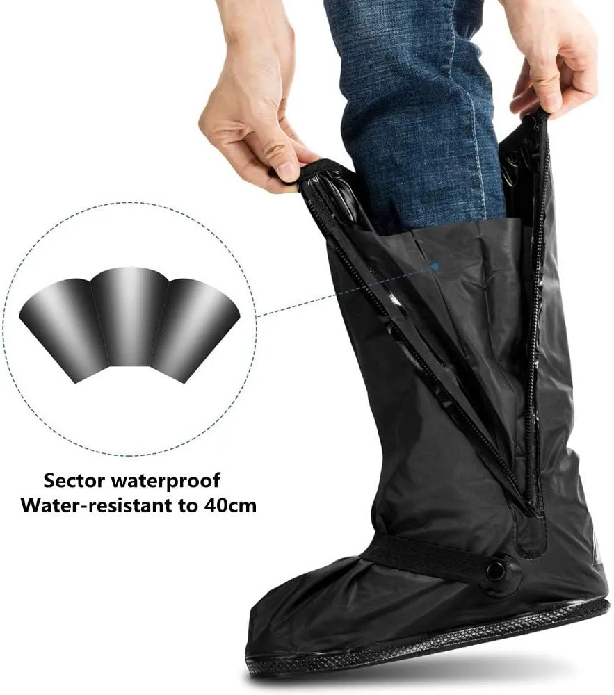 Rain Boots Waterproof Overshoes with Reflector Reusable Anti-Snow Shoe Covers Rain Boots Protective Gear for Men and Women Galoshes