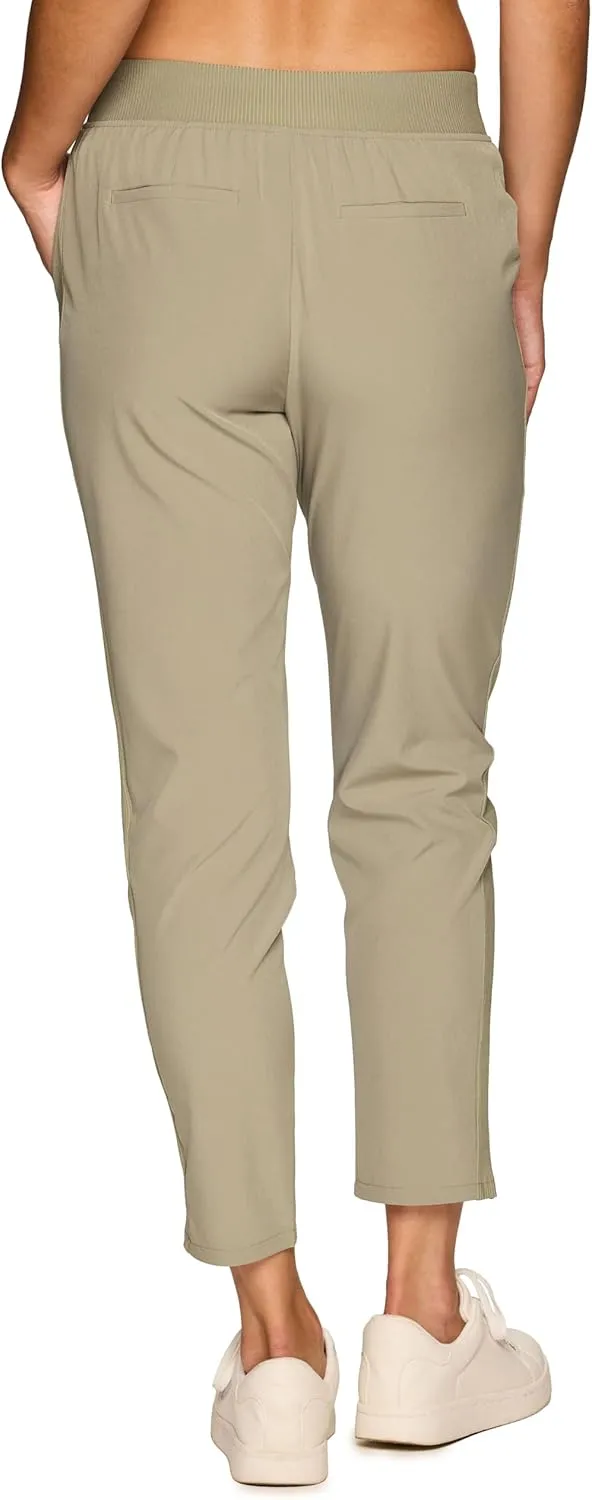 RBX Women's Ankle Pant, Quick Drying Lightweight Stretch Woven Flat-Front Straight Leg Pants