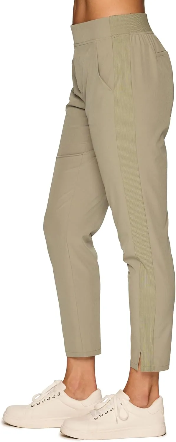 RBX Women's Ankle Pant, Quick Drying Lightweight Stretch Woven Flat-Front Straight Leg Pants